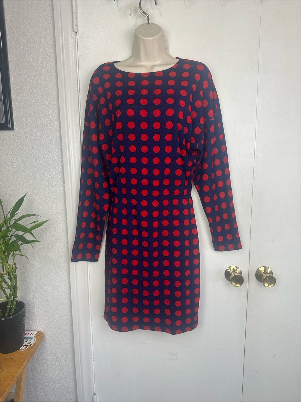 Zara Navy Dress with Red Polka Dots